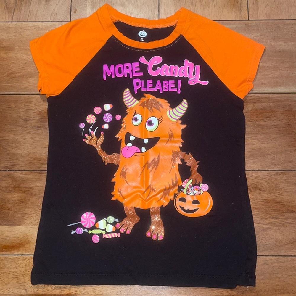 3/$12 Girls orange and black Halloween shirt 7/8